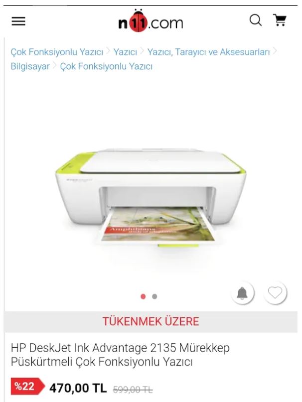 HP Deskjet 2135 Yazıcı Tarayıcı