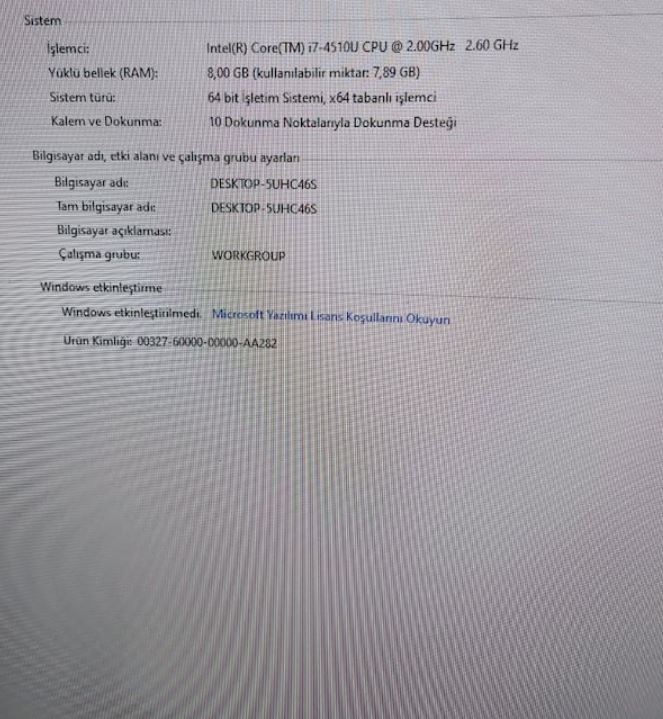 DELL 15 5547 Dokunmatik Ekran Laptop