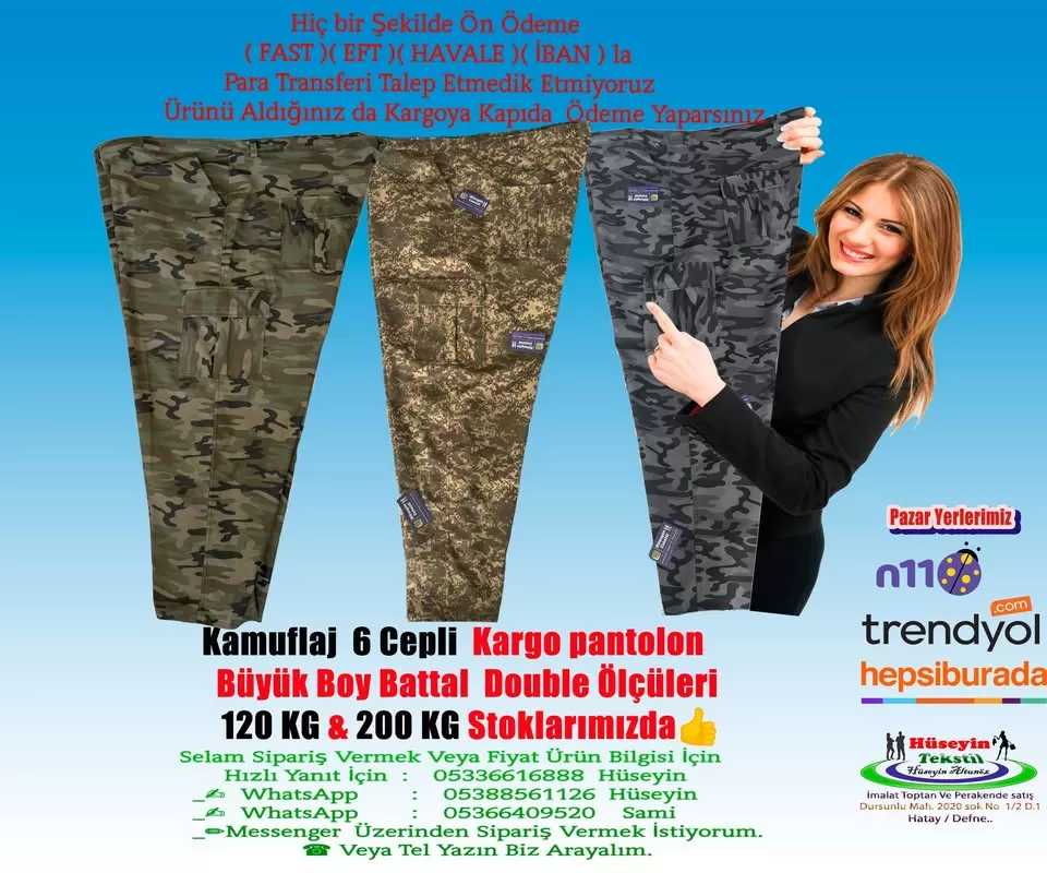 6 Cepli  Kamuflaj Kargo pantolon    1.Tanesi  750 ₺?  ⛔️ 