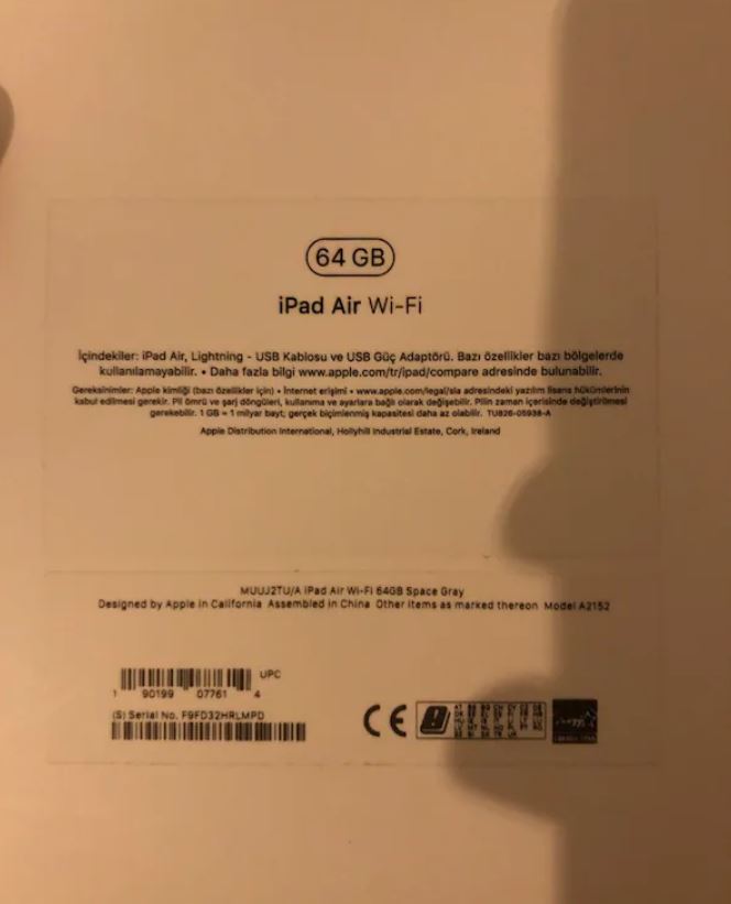 Apple iPad Air 3 10.5 64 GB Wi-Fi Retina Tablet