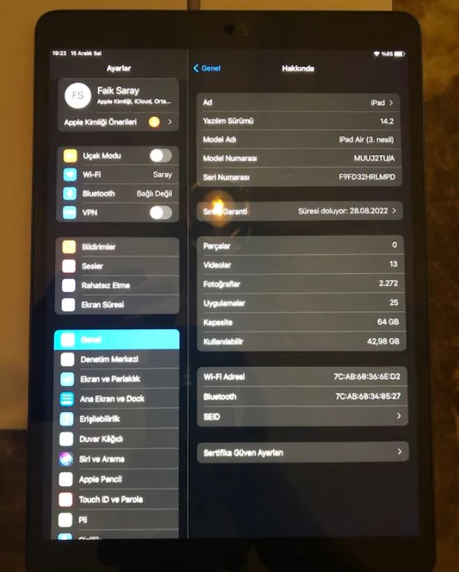 Apple iPad Air 3 10.5 64 GB Wi-Fi Retina Tablet