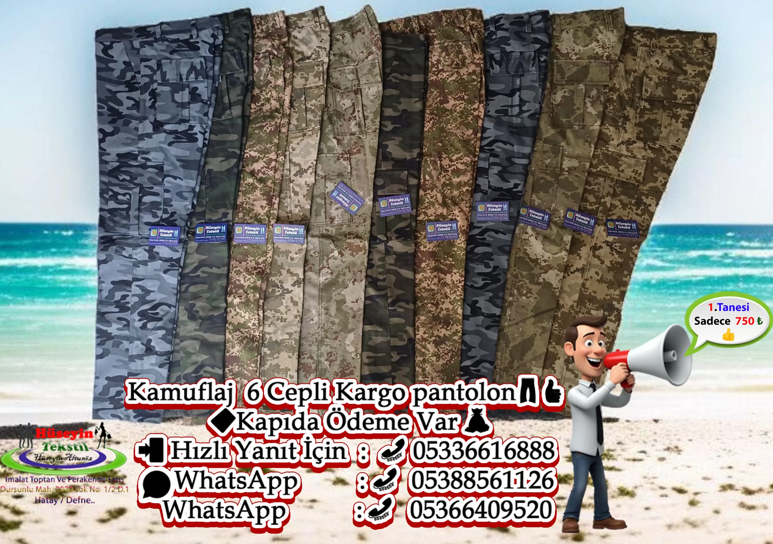 6 Cepli  Kamuflaj Kargo pantolon    1.Tanesi  750 ₺?