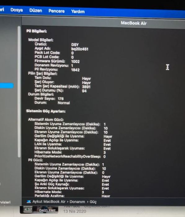 Macbook Air 2018 Retina Uzay Grisi