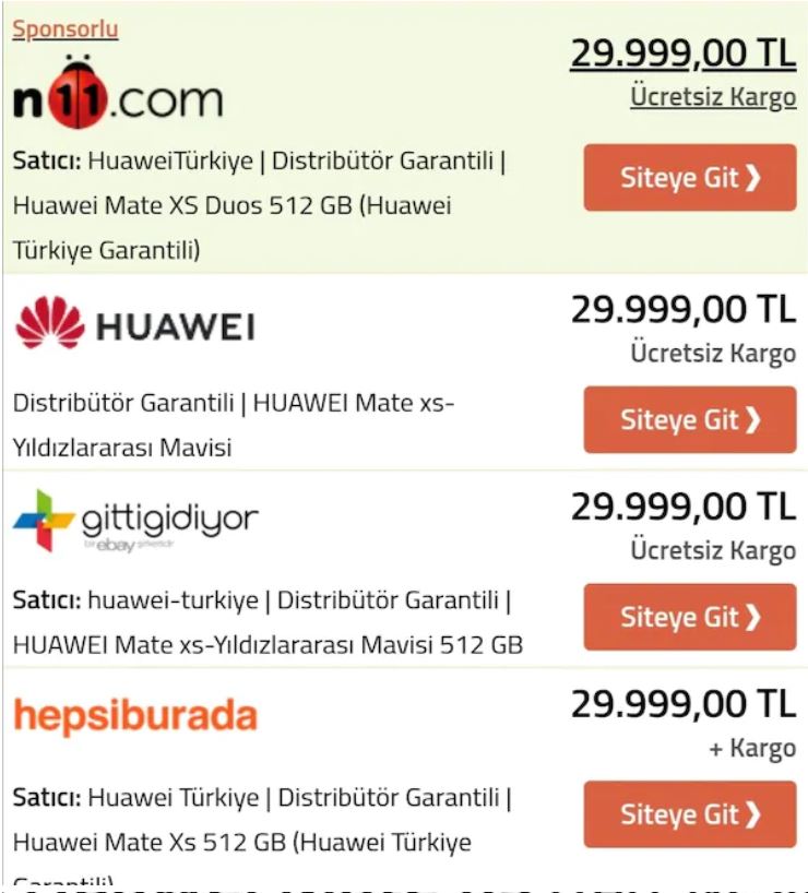 Huawei Mate XS 512 GB Katlanır Ekran Telefon