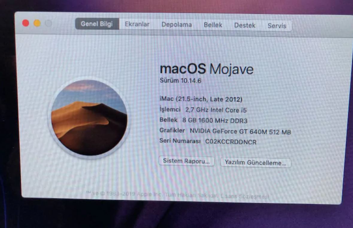 iMac 21.5 inch i5 2.7 512 SSD Late 2012