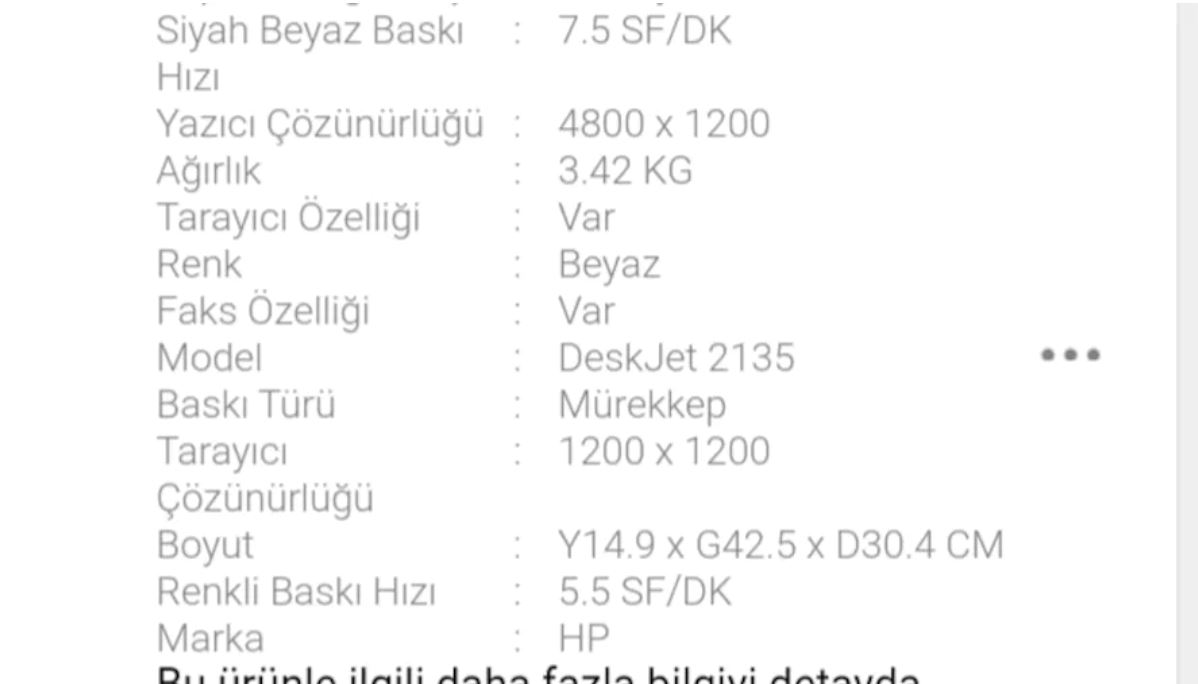 HP Deskjet 2135 Yazıcı Tarayıcı