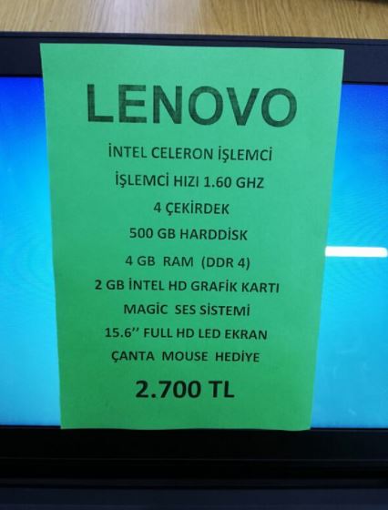 Lenovo Laptop Bilgisayar